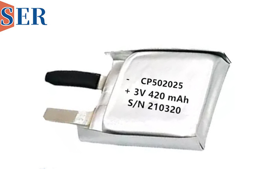 CP502025 Li-MnO2 เซลล์แบตเตอรี่แบบบางพิเศษที่อ่อนนุ่ม 550mAh อายุการใช้งานยาวนานสำหรับการติดตามสัตว์