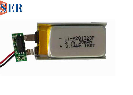 LP281323 3.7v 38mAh แบตเตอรี่พอลิเมอร์ลิตียมแบบชาร์จใหม่ พร้อมสาย FPC สําหรับหูฟังไร้สาย