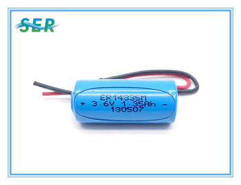 ประเภทเกลียว 3.6V 1200mAh แบตเตอรี่ลิเธียมหลัก 2/3AA ขนาด ER14335M สำหรับเครื่องวัดความร้อนน้ำ