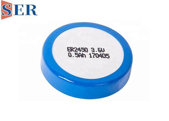 MSDS ประเภทหัวเข็มขัด ER2450 Li SOCl2 แบตเตอรี่ ER2450T Wafer Cells