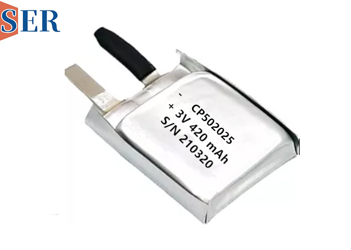 CP502025 Li-MnO2 เซลล์แบตเตอรี่แบบบางพิเศษที่อ่อนนุ่ม 550mAh อายุการใช้งานยาวนานสำหรับการติดตามสัตว์