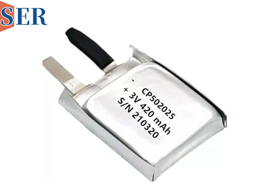 SER CP502025 แบตเตอรี่ลิเธียมแมงกานีส Soft Package ของแบตเตอรี่ Li-MnO2 3.0V