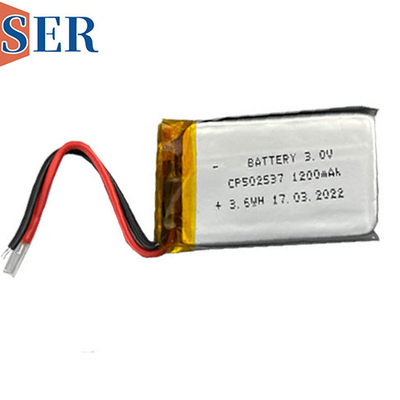 CP502537 แบตเตอรี่บางเฉียบ 3.0V 1200mAh ลิเธียมเซลล์ลิโพบางหลัก