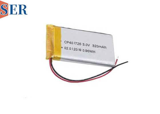3.0V แบตเตอรี่อัลตราบาง LiMno2 นุ่ม CP401725 แบตเตอรี่ Li-MnO2 กระเป๋า