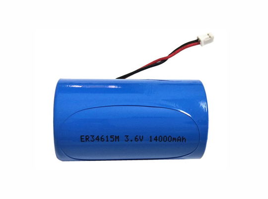 3.6 โวลต์ 14AH Li SOCL2 แบตเตอรี่ลิเธียม D ขนาด ER34615M/W200A ER34615M/W200C ER34615M-T1 พร้อมขั้วต่อสายไฟ