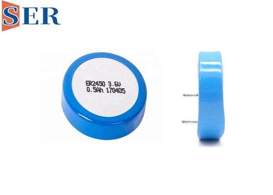 MSDS ประเภทหัวเข็มขัด ER2450 Li SOCl2 แบตเตอรี่ ER2450T Wafer Cells