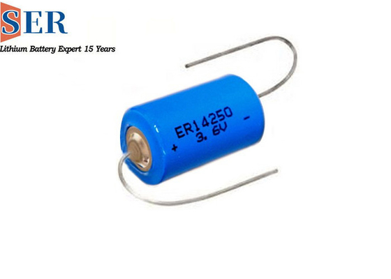 ความปลอดภัย 3.6V แบตเตอรี่ลิเธียมหลัก 1/2AA ขนาด 600mah ER14250S 3.6 โวลต์อุณหภูมิสูง 150 Lisocl2 แบตเตอรี่อายุการใช้งานยาวนาน